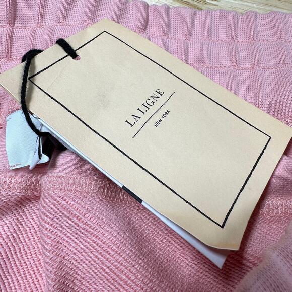 La Ligne NWT Super Shorts Light Pink Women's Size XL 100% Cotton Elastic Waist - Picture 5 of 10